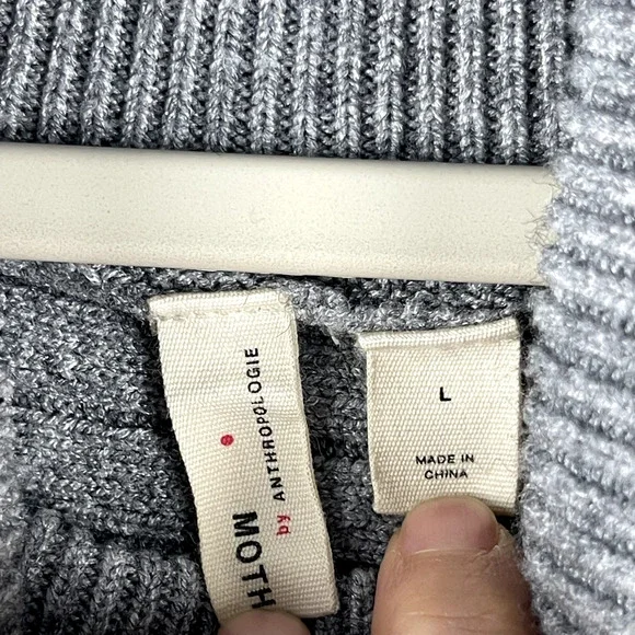 Anthropologie Moth Cowl Neck Sweater Women Large Gray Ribbed Soft Minimal Slouch - Picture 10 of 16